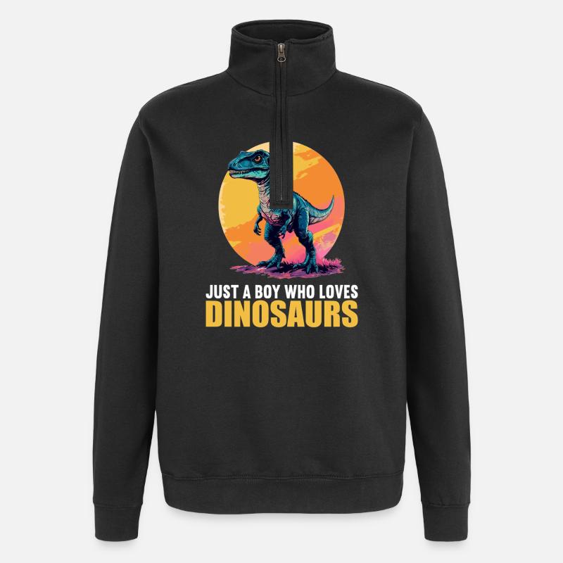 Dino Saurier Dinosaurier - Quarter-Zip-Sweatshirt - Schwarz