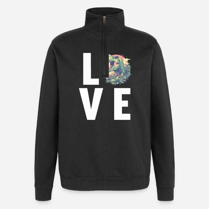 Dino Dinosaur Dinosaur - Quarter-Zip Sweatshirt - black