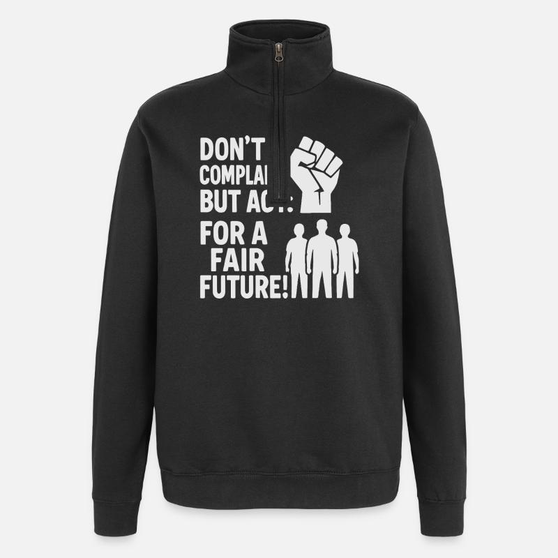 Agir pour un avenir équitable - Sweat à zip 1/4 - noir