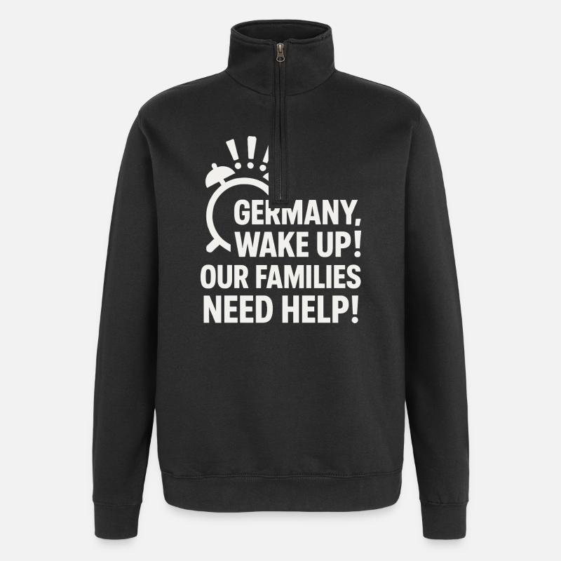 Deutschland, wach auf ! - Quarter-Zip-Sweatshirt - Schwarz