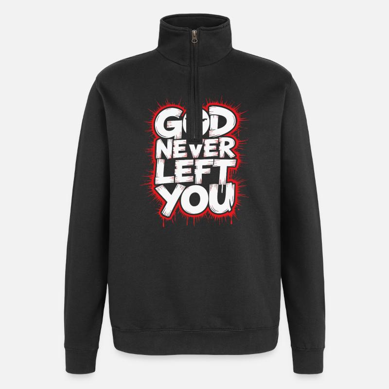 Dieu ne t'a jamais quitté - Sweat à zip 1/4 - noir