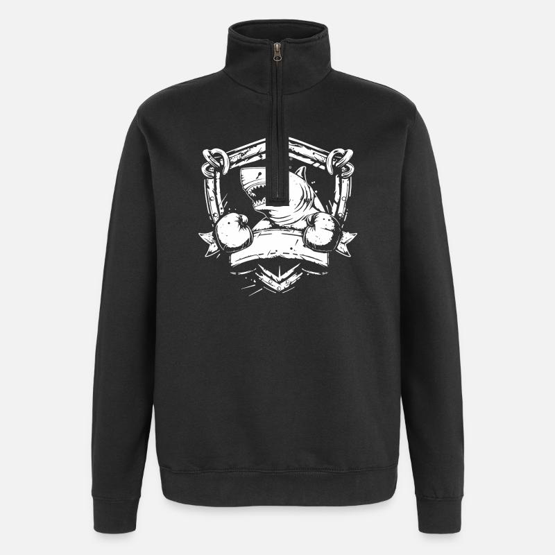 Shark Boxer Crest - Quarter-Zip Sweatshirt - black