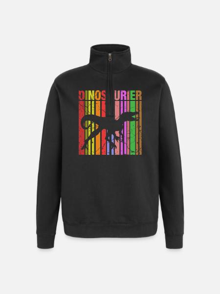 Dinosaurier Silhouette mit Farbdetails - Quarter-Zip-Sweatshirt - Schwarz