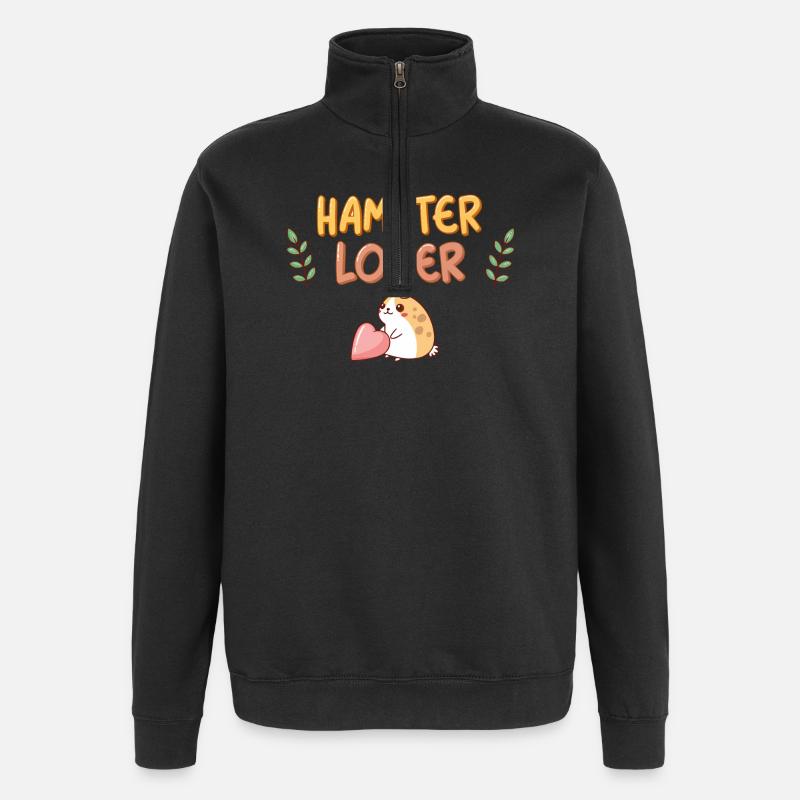 Hamster Lover Design with Pink Heart - Quarter-Zip Sweatshirt - black