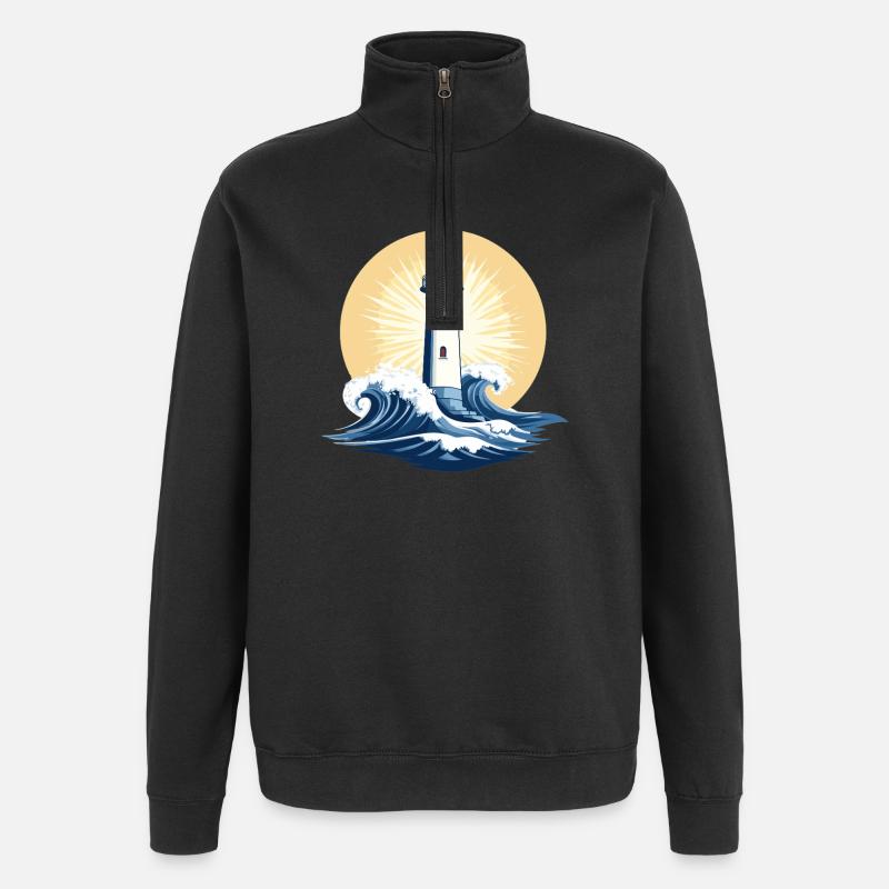Phare au lever du soleil - Sweat à zip 1/4 - noir