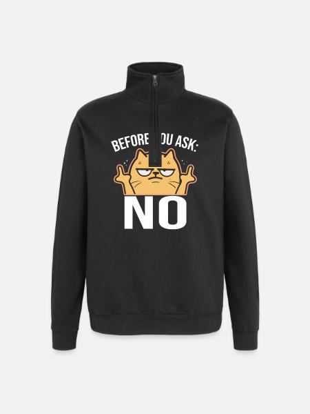 Before You Ask: No Mittelfinger - Quarter-Zip-Sweatshirt - Schwarz