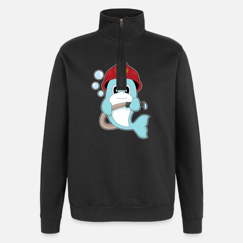dauphin pompier tuyau d'incendie pompiers - Sweat à zip 1/4 - noir
