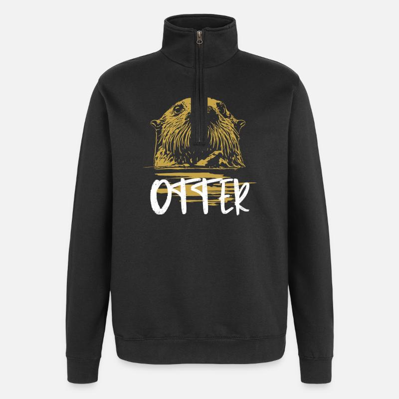Moderne Kalligraphie Otter Illustration - Quarter-Zip-Sweatshirt - Schwarz