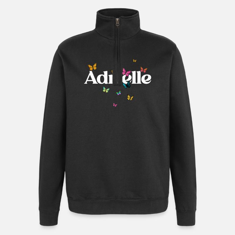 Schöner Mädchenname mit Schmetterlingen ADRIELLE - Quarter-Zip-Sweatshirt - Schwarz