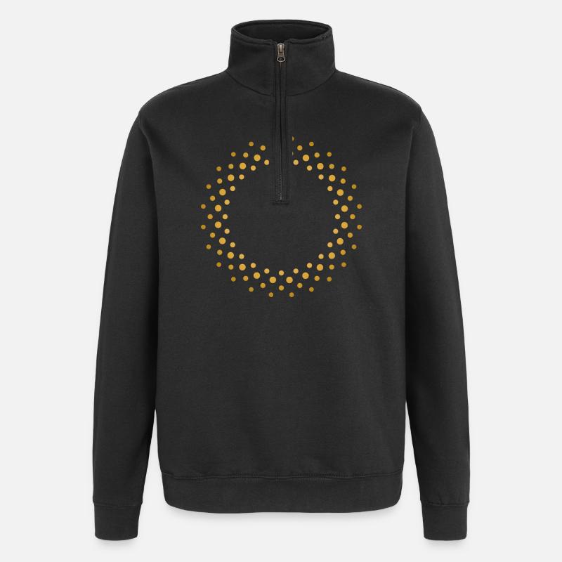 Ring-shaped, golden dot pattern - Quarter-Zip Sweatshirt - black