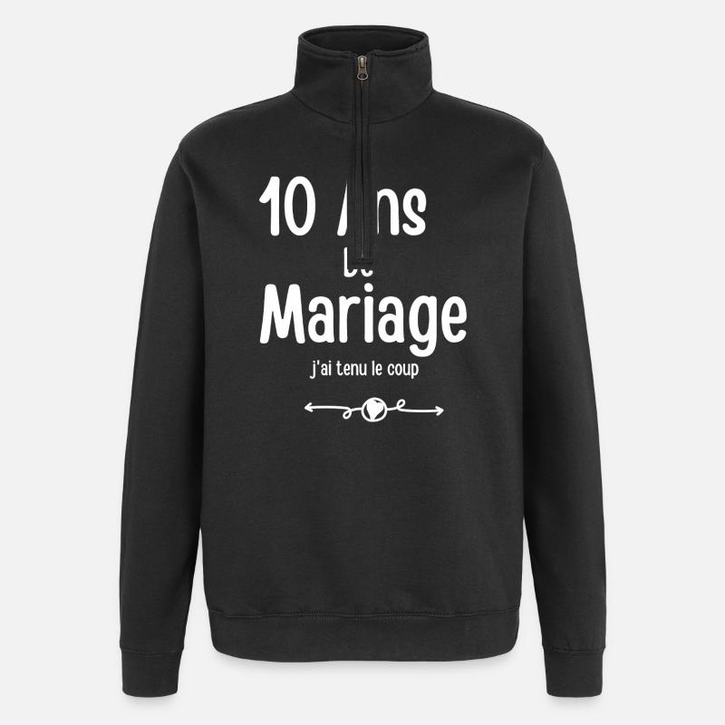 10th Wedding Anniversary Humor - Quarter-Zip Sweatshirt - black