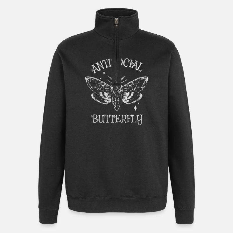 Antisocial Butterfly Motte - Quarter-Zip-Sweatshirt - Schwarz
