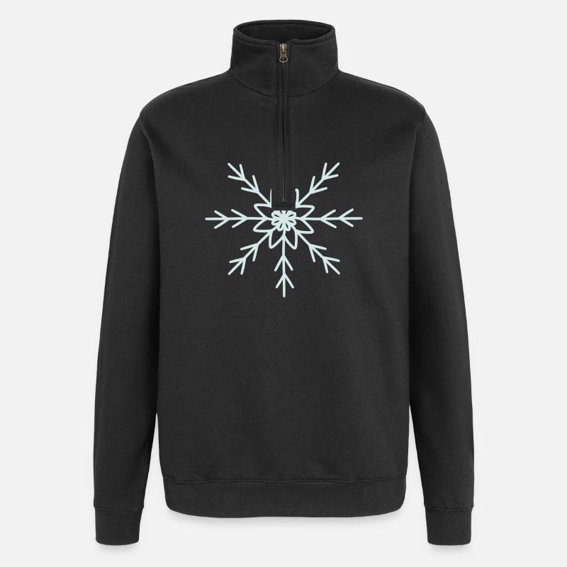 Elegantes Schneeflocken-Muster-Design - Quarter-Zip-Sweatshirt - Schwarz