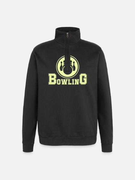 Retro Bowling Design in Neon Green - Quarter-Zip Sweatshirt - black
