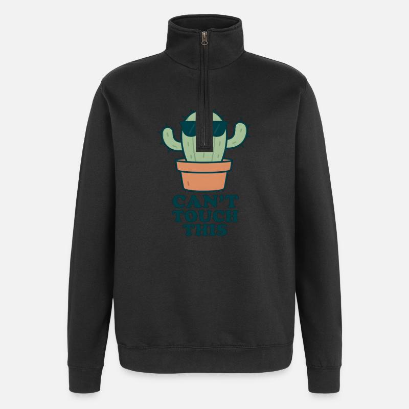 Can’t Touch This – Lustiger Kaktus - Quarter-Zip-Sweatshirt - Schwarz