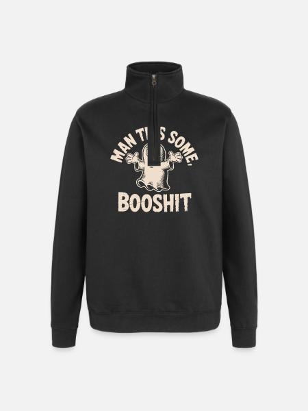Funny Ghost Booshit Halloween - Quarter-Zip Sweatshirt - black
