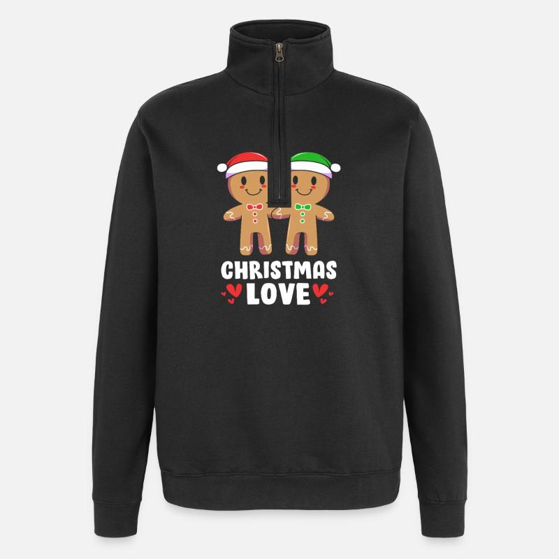 Christmas gingerbread gingerbread man - Quarter-Zip Sweatshirt - black