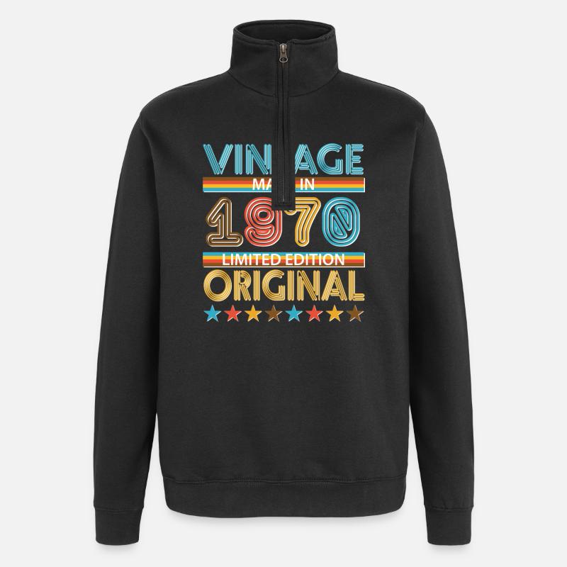 1970 - Sweat à zip 1/4 - noir