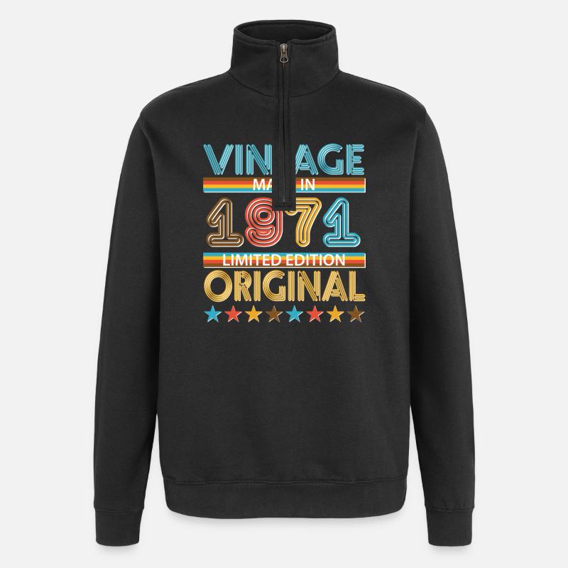1971 - Sweat à zip 1/4 - noir