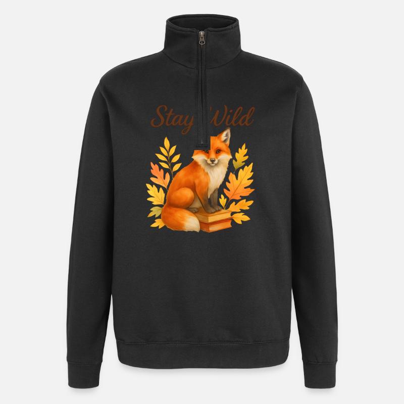 Restez sauvage – Renard automnal - Sweat à zip 1/4 - noir