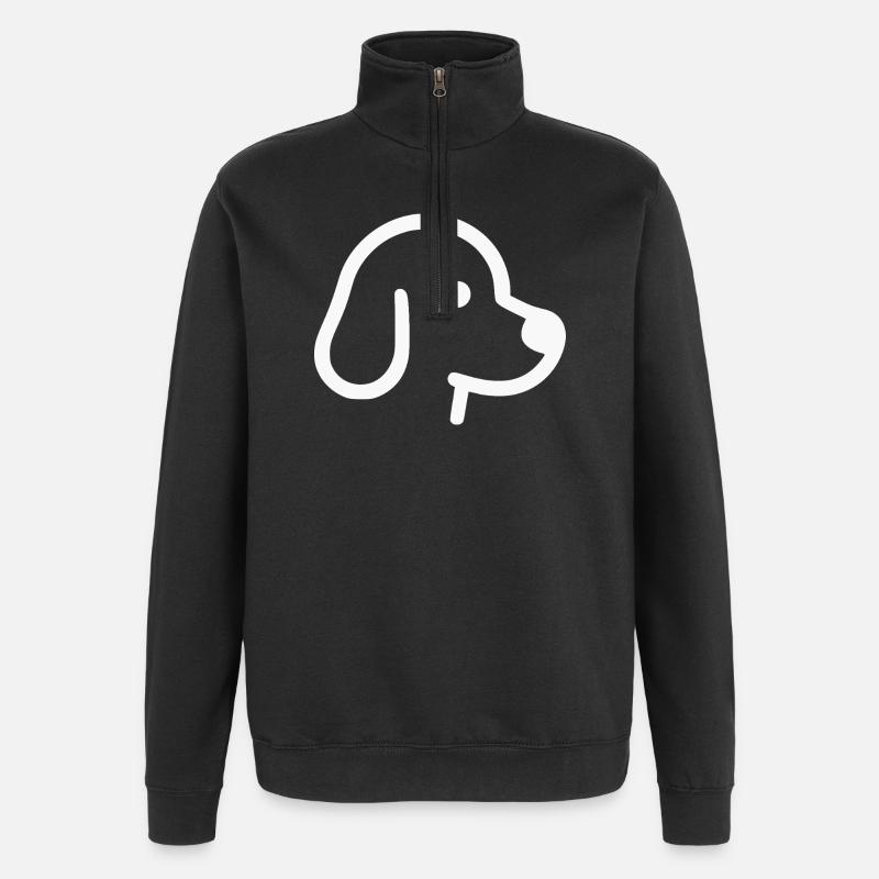 Motif chien ludique en blanc - Sweat à zip 1/4 - noir