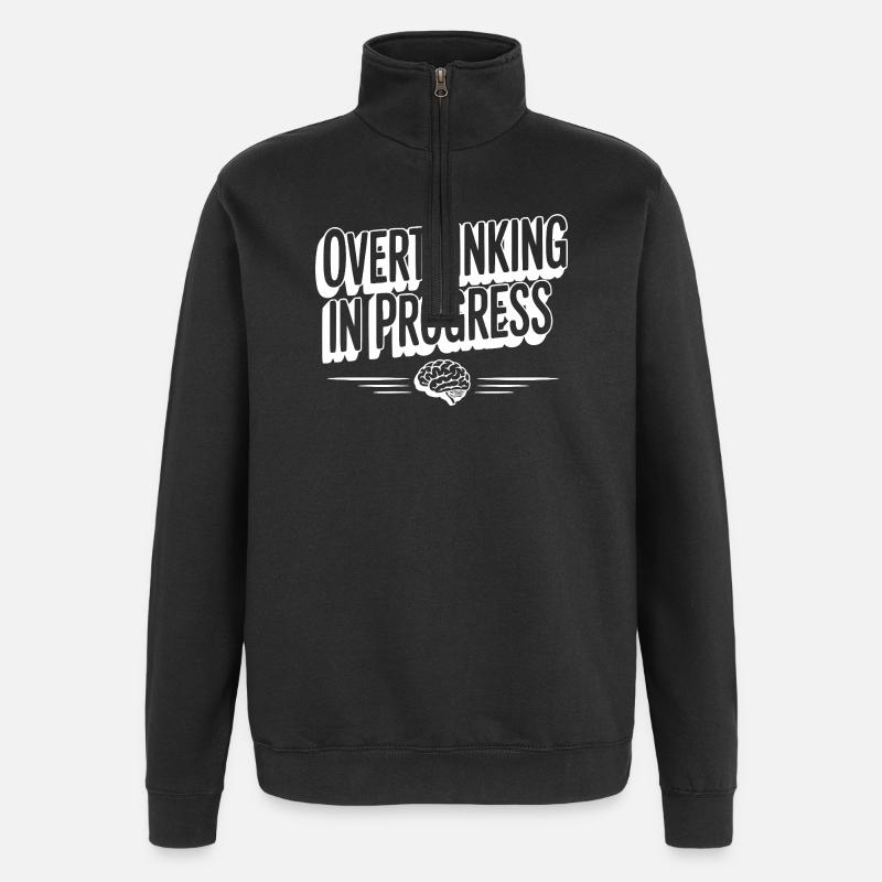 Trop réfléchir en cours - Sweat à zip 1/4 - noir