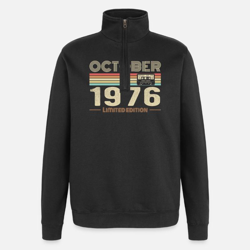 Anniversaire octobre 1976 - Birthday october 1976 - Sweat à zip 1/4 - noir