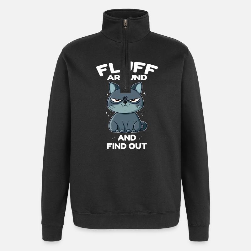 Peluche autour et découvre le chat - Sweat à zip 1/4 - noir