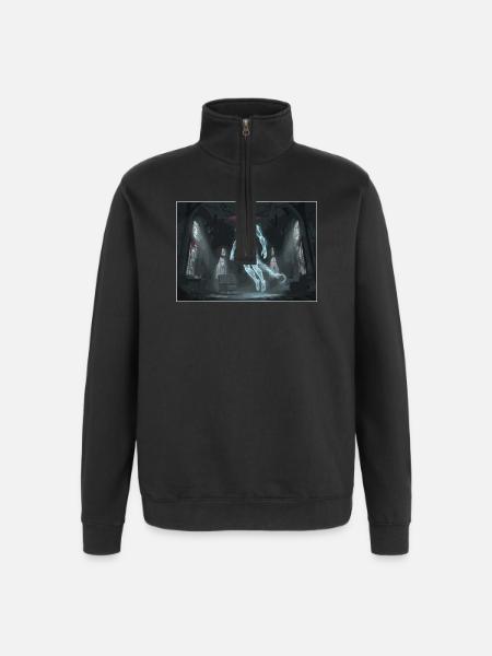 Digitaler Geist im Spukhaus - Quarter-Zip-Sweatshirt - Schwarz