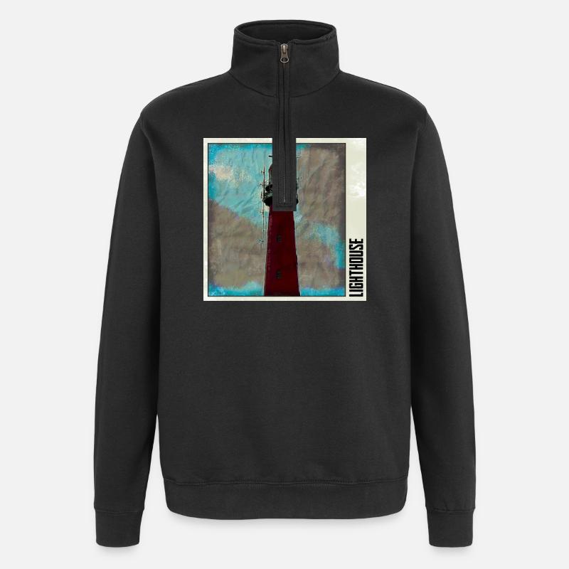 Leuchtturm im Sturm - Quarter-Zip-Sweatshirt - Schwarz