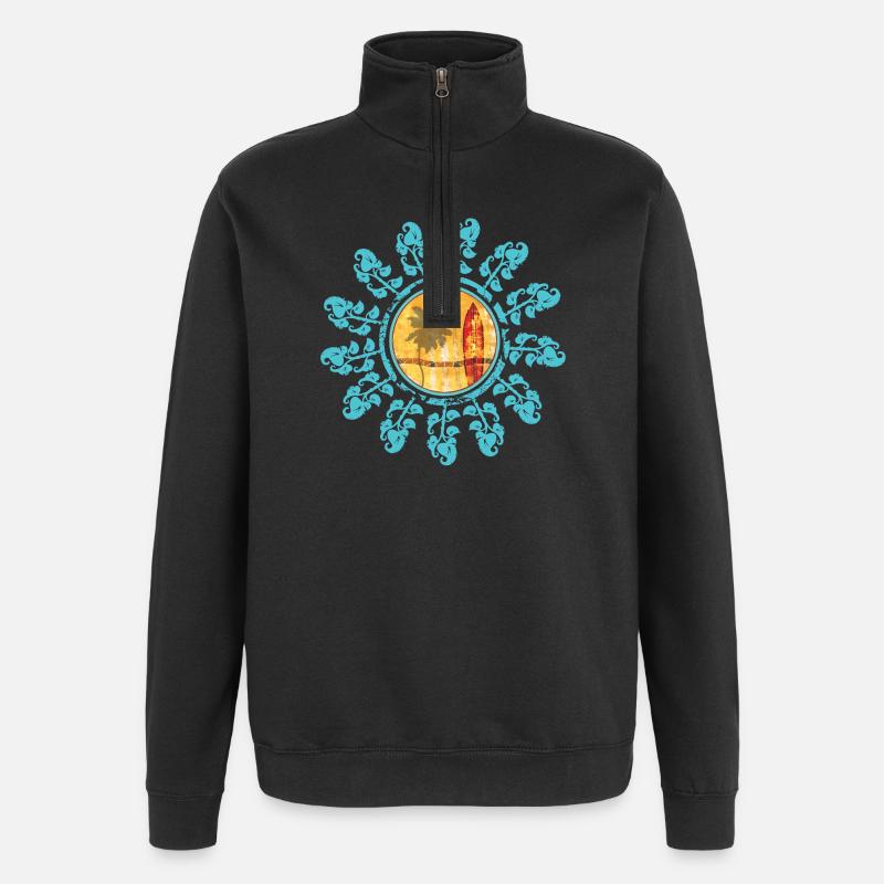 Beach and sunset in boho style - Quarter-Zip Sweatshirt - black