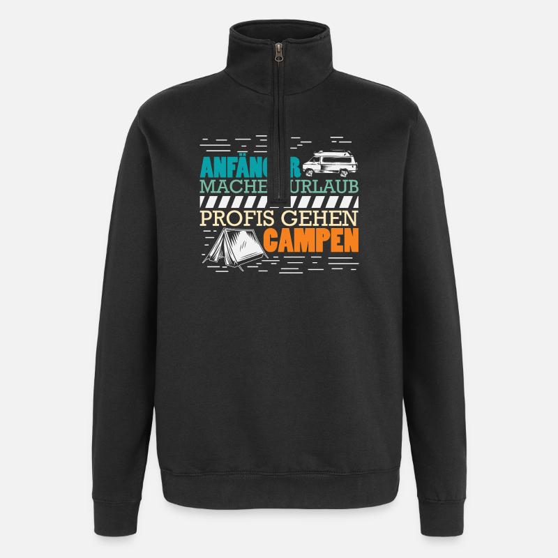 Camper Camping Caravan Saying - Quarter-Zip Sweatshirt - black