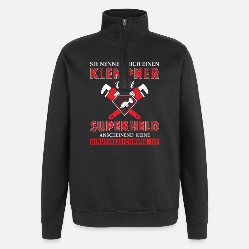 Heating Engineer Heating Construction Plumber Plumber - Quarter-Zip Sweatshirt - black