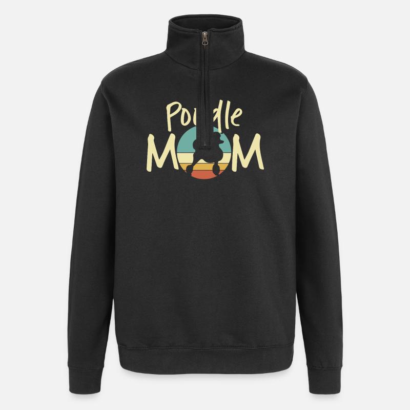 Poodle Mum Retro Sunset Design - Quarter-Zip Sweatshirt - black