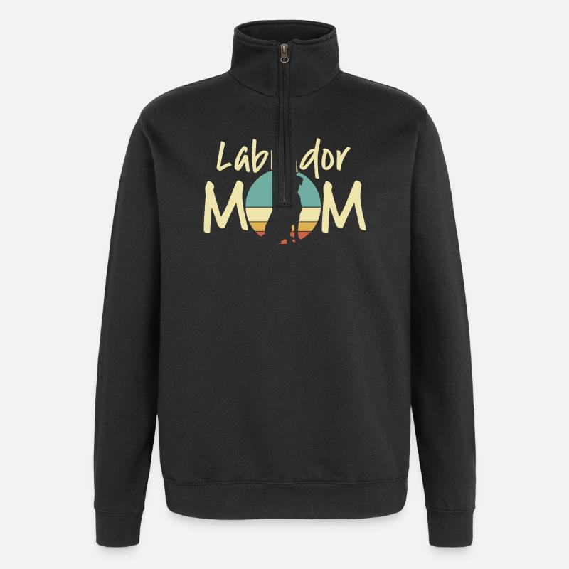 Labrador Mama Retro Sonnenuntergang Design - Quarter-Zip-Sweatshirt - Schwarz