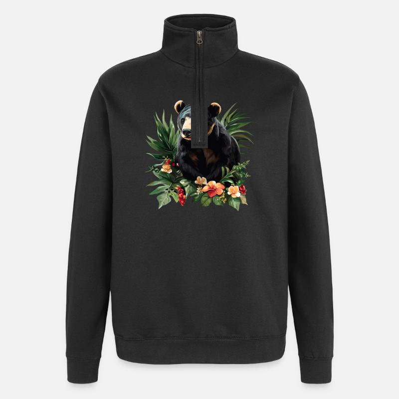 Sun Bear Malaienbär - Quarter-Zip-Sweatshirt - Schwarz