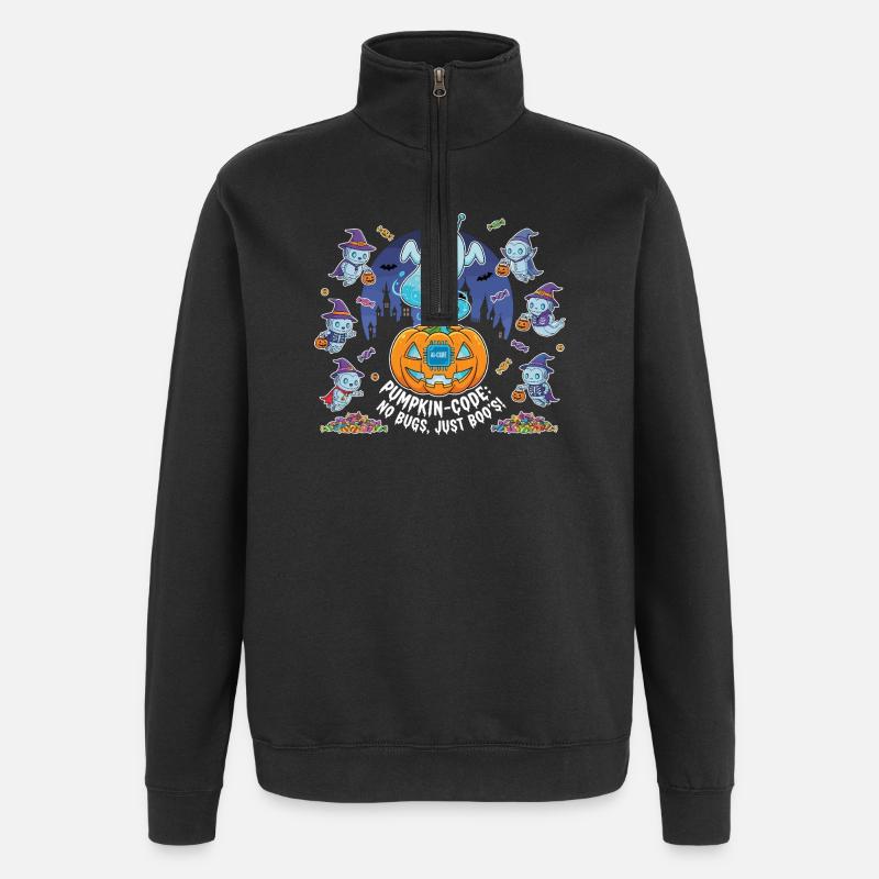 Pumpkin-Code: No Bugs, Just Boo's ! - Quarter-Zip-Sweatshirt - Schwarz