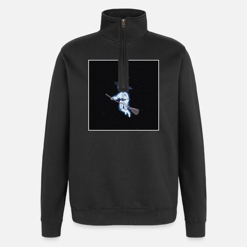 Robot witch in space - Quarter-Zip Sweatshirt - black