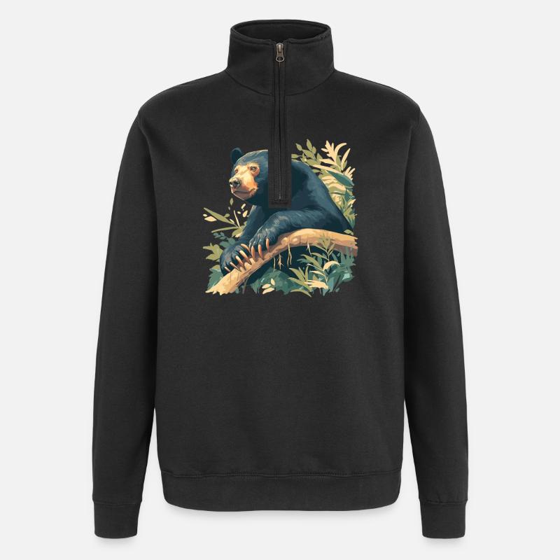 Sun Bear Malay Bear - Quarter-Zip Sweatshirt - black