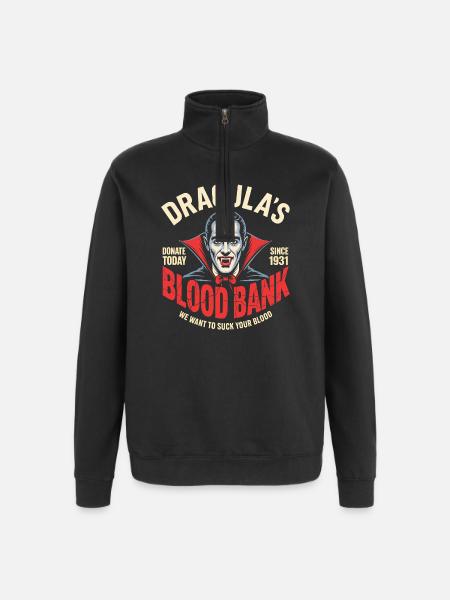 Dracula Banque de sang Vampire Humour - Sweat à zip 1/4 - noir