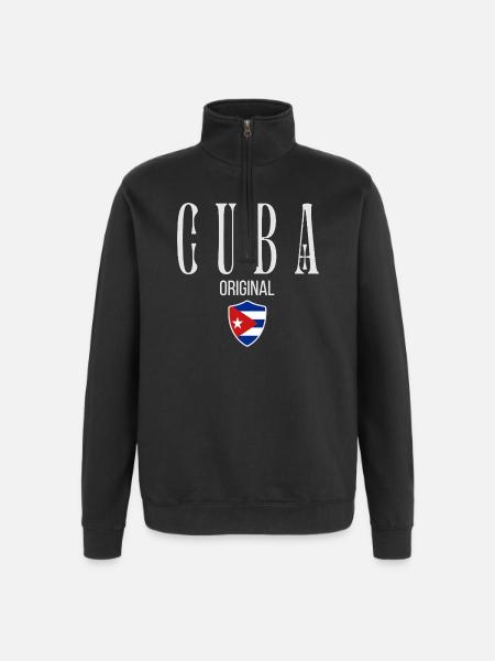 Cuban flag, proud Cuban - Quarter-Zip Sweatshirt - black