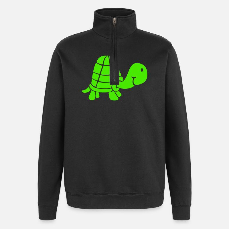 Little turtle smiling friendly happy - Quarter-Zip Sweatshirt - black