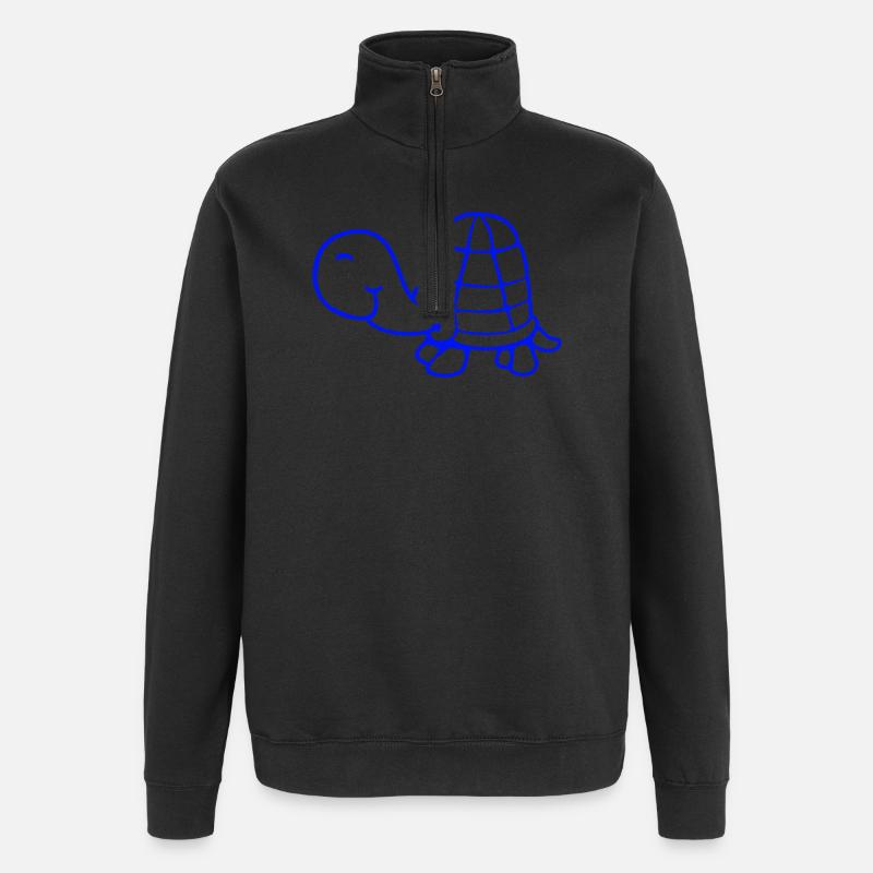 Little turtle smiling friendly happy - Quarter-Zip Sweatshirt - black