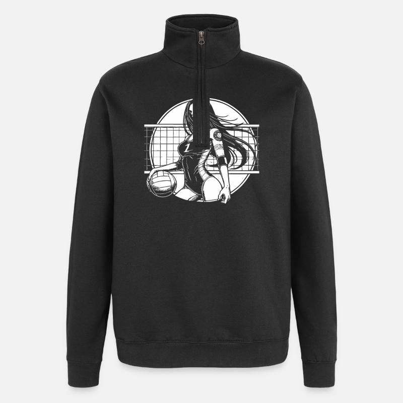 Volleyball Design – Japanisches Artwork - Quarter-Zip-Sweatshirt - Schwarz