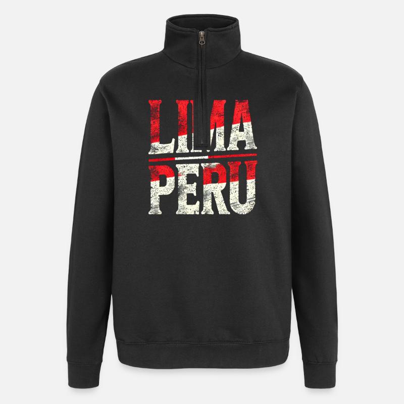 Lima Peru Retro Lettering - Quarter-Zip Sweatshirt - black