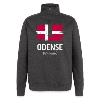 Odense - Sweat à zip 1/4 - charbon - Devant - AI Model Female 172 light (172cm) & AI Model Male 178 dark (178cm)