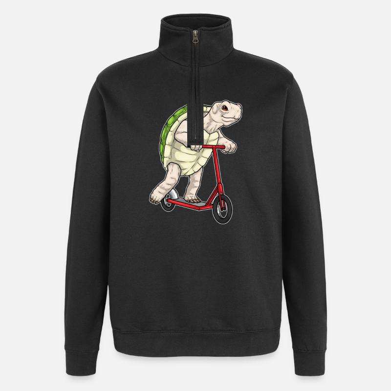 Turtle scooter - Quarter-Zip Sweatshirt - black