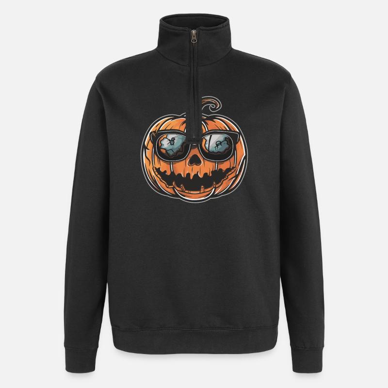 Cool Halloween pumpkin - Quarter-Zip Sweatshirt - black