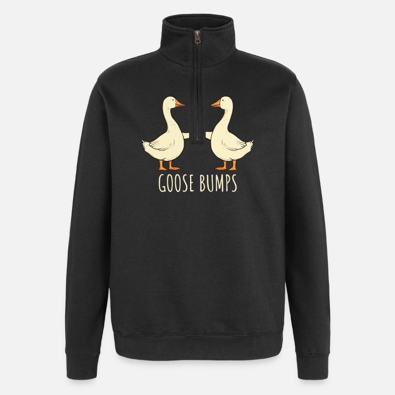 Goose Bumps Geese Saying - Quarter-Zip Sweatshirt - black