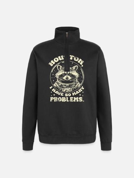 Raccoon Houston saying - Quarter-Zip Sweatshirt - black